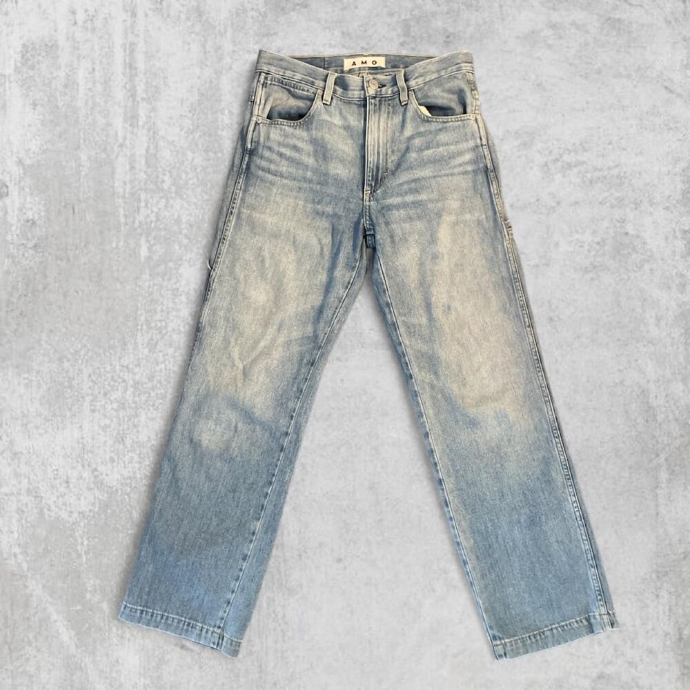 AMO Denim Lovestruck Carpenter High Rise Straight Jeans 27 Made USA